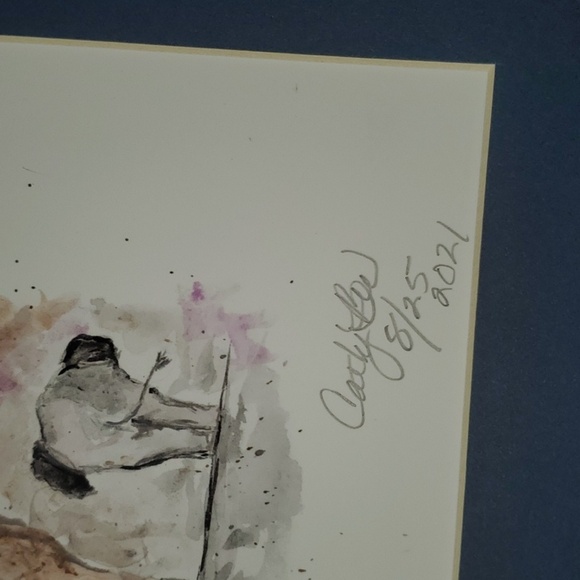 Elephant Watercolor Art in Blue Frame By Cathy Box Wieging - Picture 4 of 4